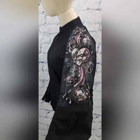 Joe Rocket Women's Motorcycle Jacket Pink Black Embellished Removable Liner XS - Picture 2 of 14